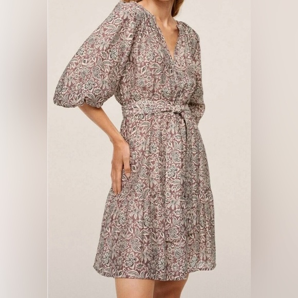 Mango Dresses & Skirts - Mango brand Bordeaux burgundy and cream floral tiered mini dress